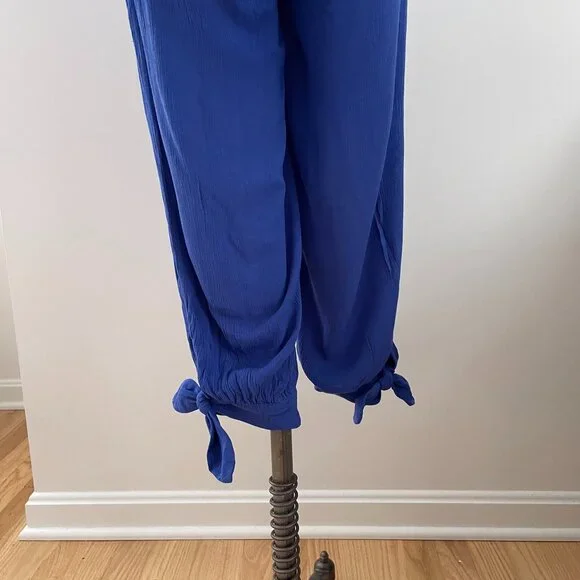 Lulus Lolinda Halter Convertible Jumpsuit Size Medium Blue Gauze - Picture 6 of 13